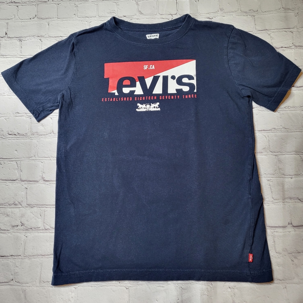Boys Levi's Logo T-Shirt - Navy Blue/White/Red - Size XL (18/20)